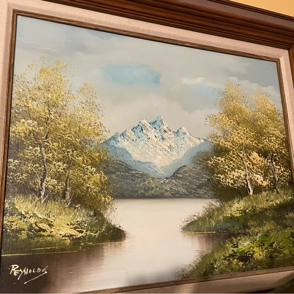 Landscape Painting with Green and Blue Hues